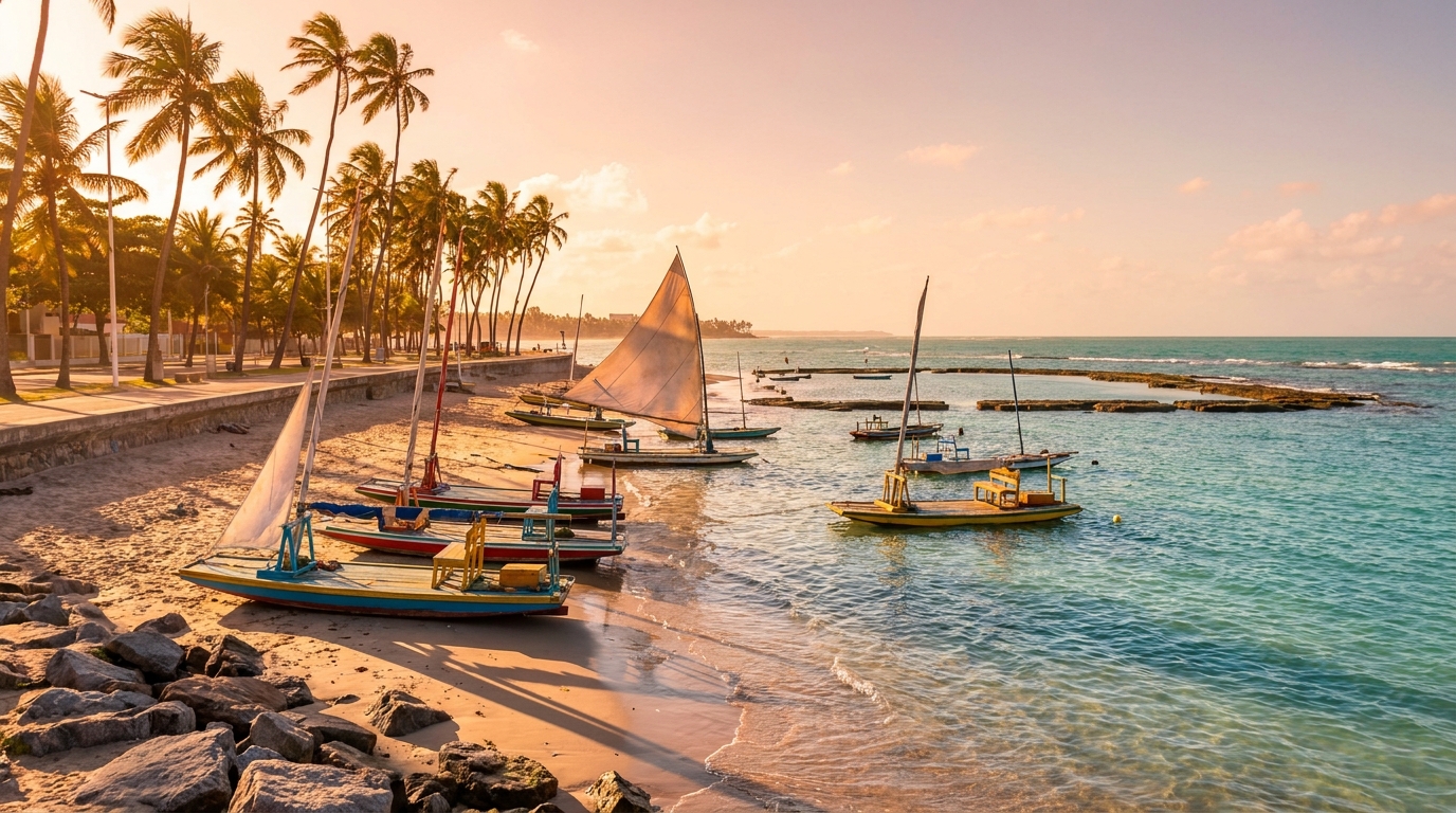 The coastline is famous for coconut palms, beachfront kiosks, and the meeting of river and sea at Pontal da Barra.